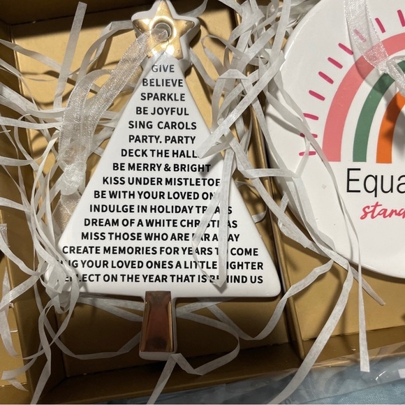 Rachel Roy Set Of 3 Holiday Ornaments Equality, Love In Action - Picture 4 of 5